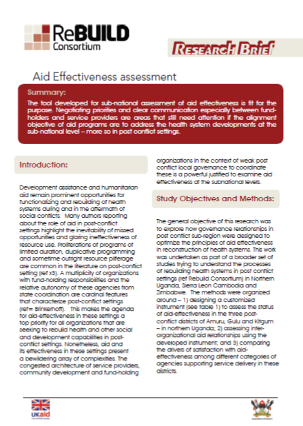 Aid Effectiveness assessment - Rebuild ConsortiumRebuild Consortium