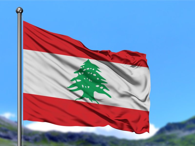 Lebanese flag flying