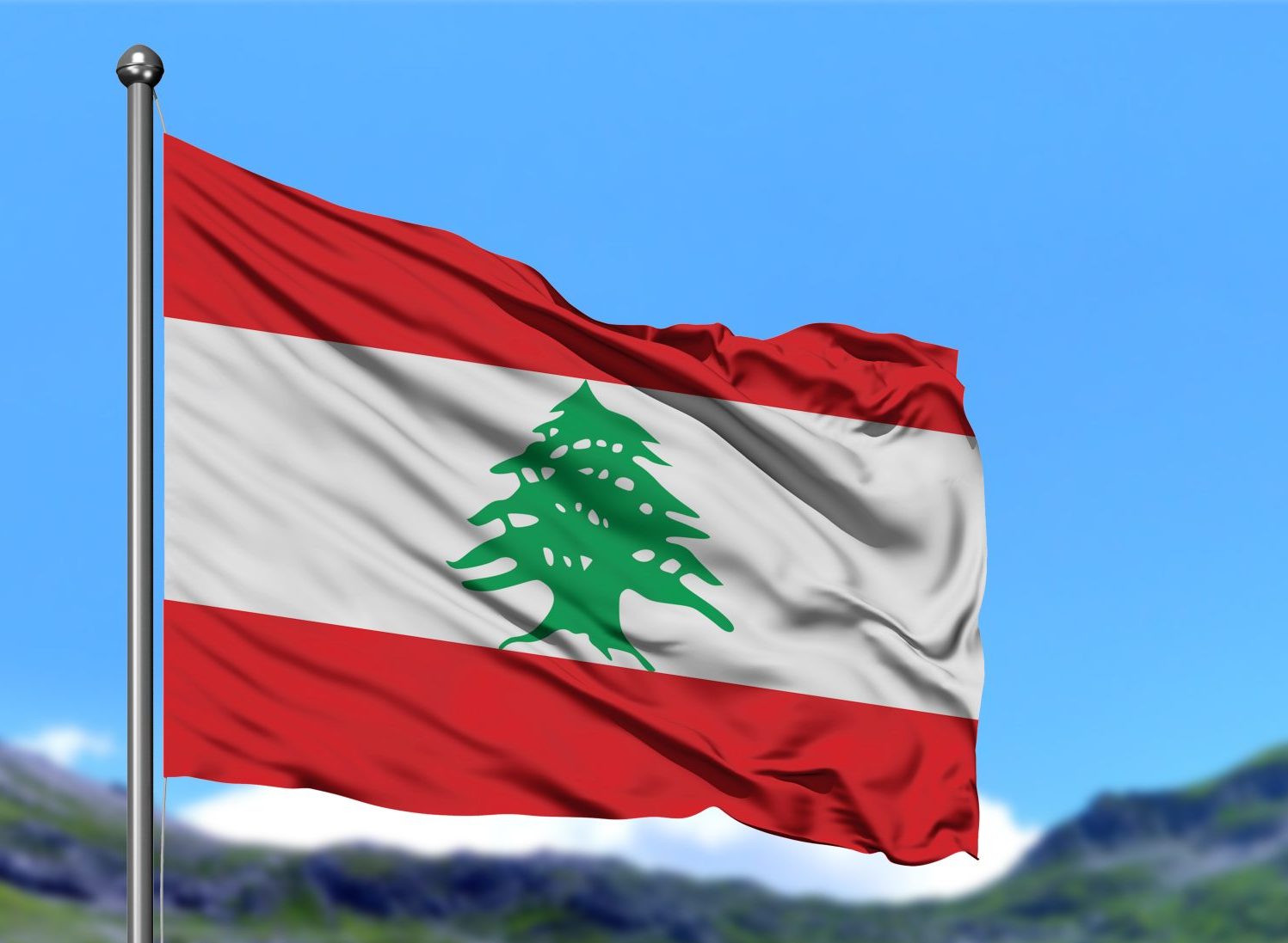 Lebanese flag flying